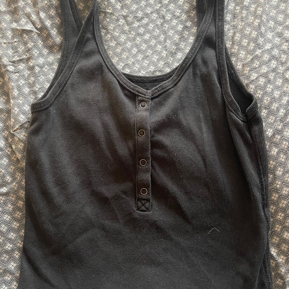 Abercrombie & Fitch Charcoal Buttoned Tank Top